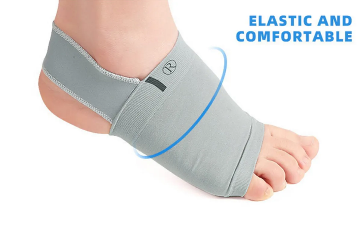 1 Pair Gel Plantar Fasciitis Foot Arch Support Sleeve Socks Comfort Gel Pad Gray