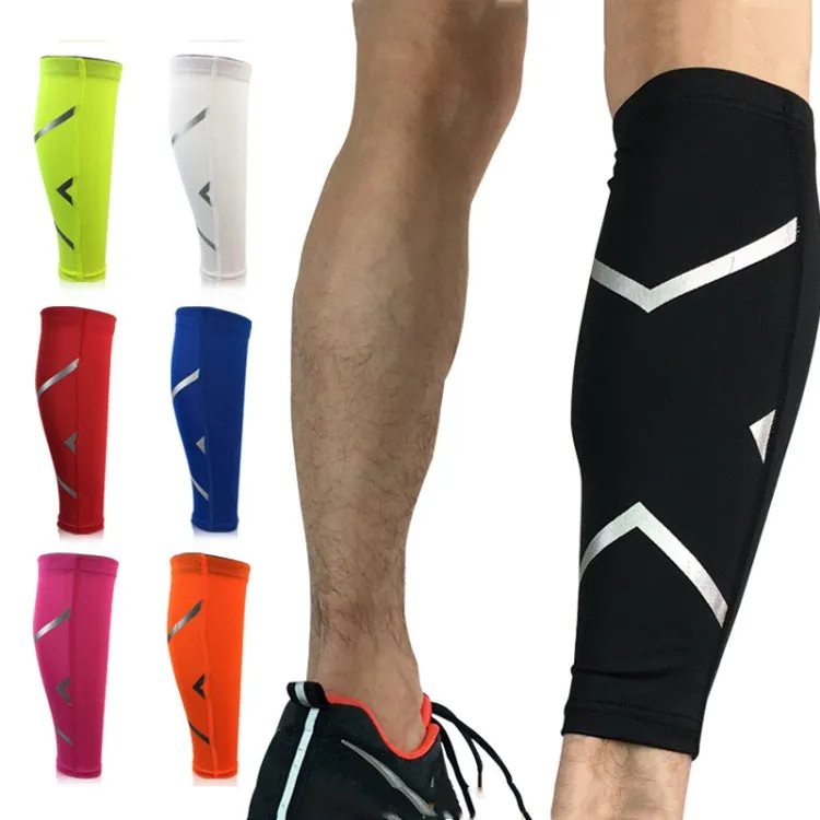 1 Pair Sports Breathable Compression Calf Sleeves Riding Running Protective Gear, Spec: L (White)