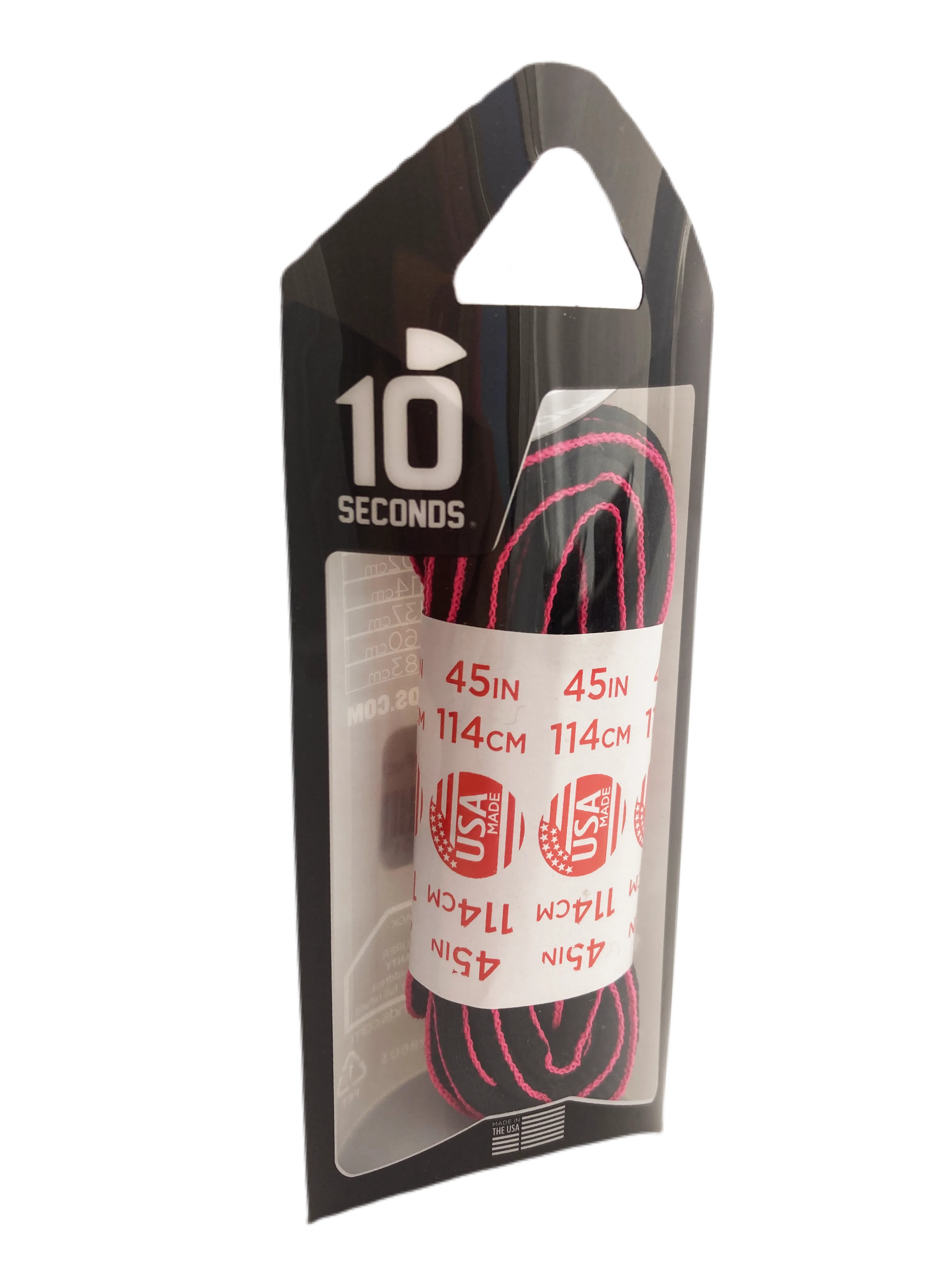 10 Seconds ® Athletic Oval Laces | Black/Neon Fuchsia Piping