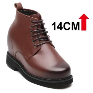 14CM / 5.51 Inches CMR CHAMARIPA High Heel Shoes For Men Dark Brown Height Increasing Shoes Leather Tall Man Shoes