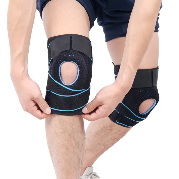 1pair Sports Band Compression Silicone Knee Pads Running Sports Cycling Knee Pads(Black Blue)