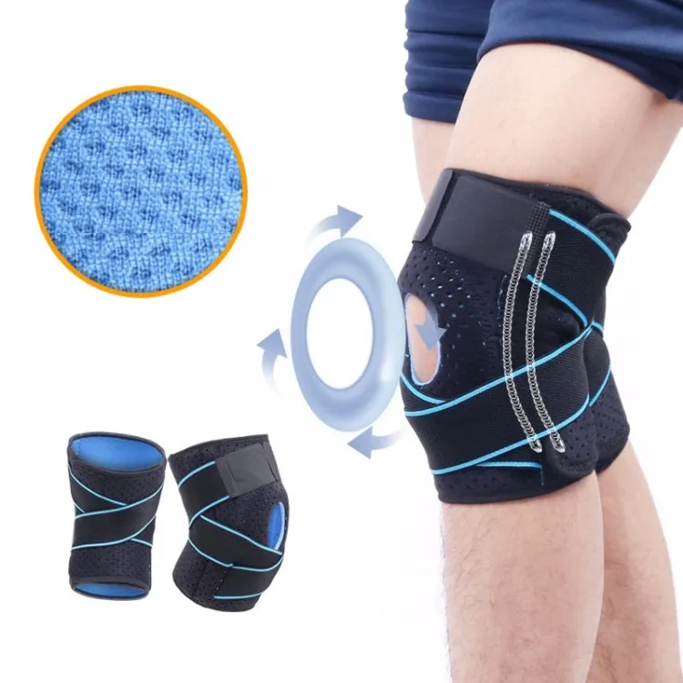 1pair Sports Band Compression Silicone Knee Pads Running Sports Cycling Knee Pads(Black Blue)