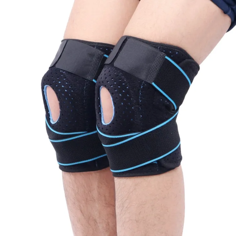 1pair Sports Band Compression Silicone Knee Pads Running Sports Cycling Knee Pads(Black Blue)