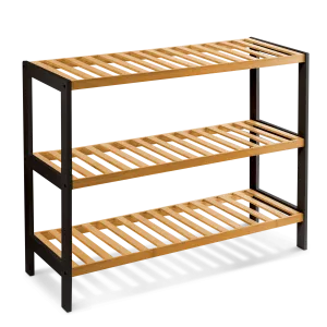 3-Tier Bamboo Shoe Rack - Wooden Shoe Organiser with Large Storage Capacity