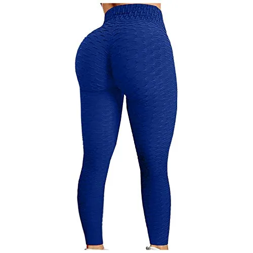 5665 Butt Lifting Workout Leggings for Women Anti Cellulite High Waisted Yoga Pants Exercise Tummy Control Sport Tights Blue