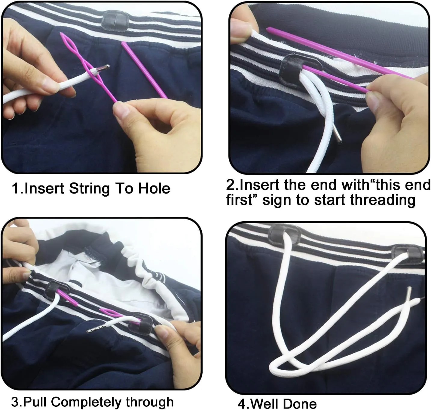 8 Pieces Drawstring Cords Replacement Drawstrings with Easy Threaders for Sweatpants Shorts Pants Jackets Coats (8 Pieces)