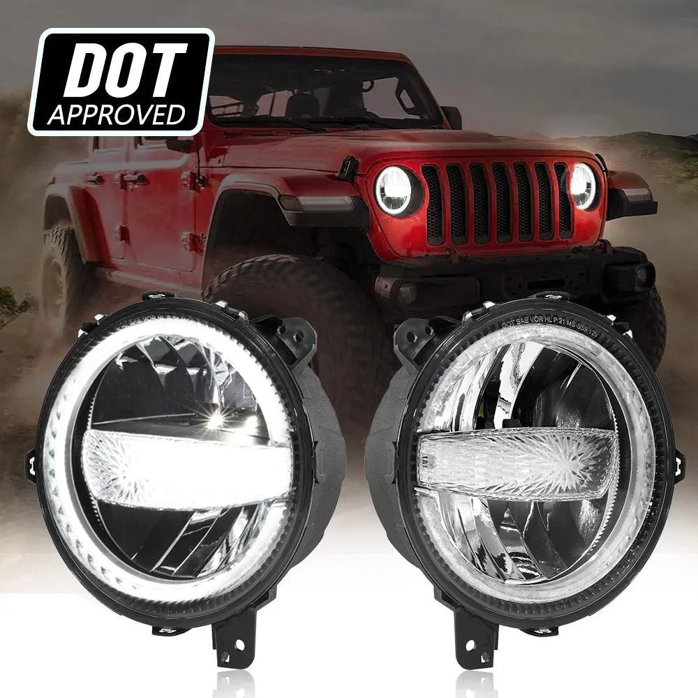 9 Inch 120W 9000 Lumens LED Headlights With Halo Ring DRL