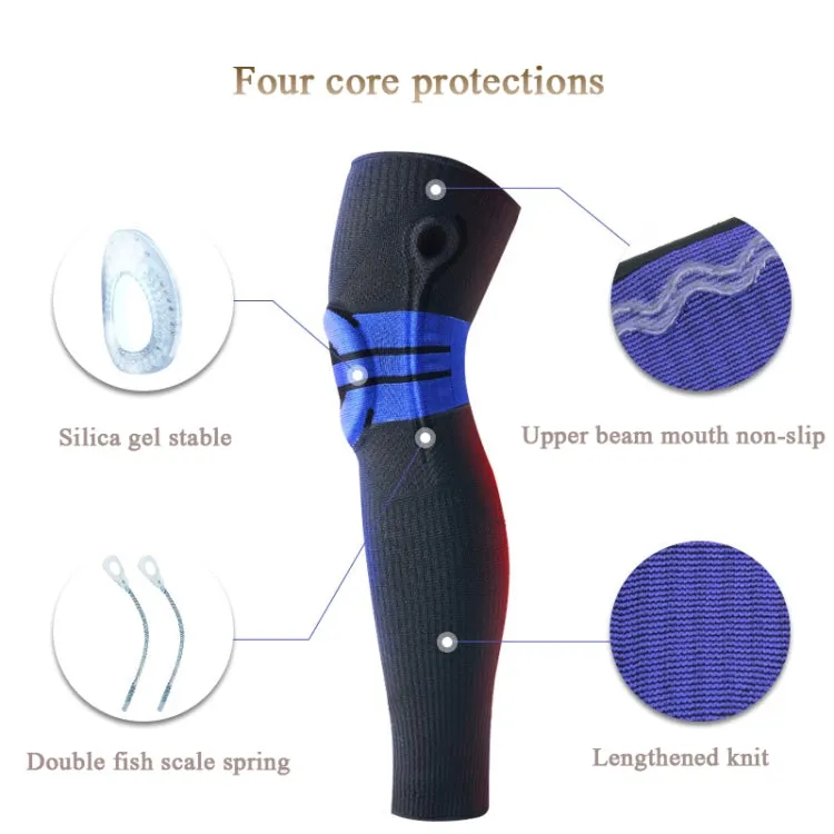 A Pair Sports Knee Pads Long Warm Compression Leggings Basketball Football Mountaineering Running Meniscus Patella Protector, Specification:  M (Sky Blue)