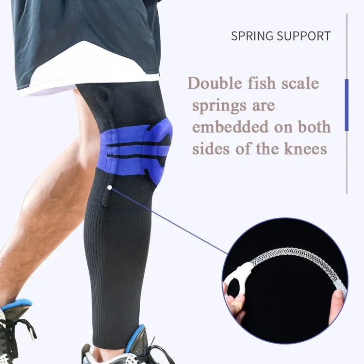 A Pair Sports Knee Pads Long Warm Compression Leggings Basketball Football Mountaineering Running Meniscus Patella Protector, Specification:  M (Sky Blue)