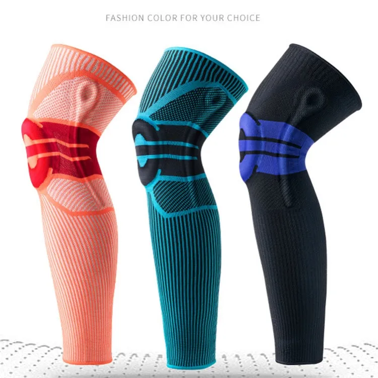 A Pair Sports Knee Pads Long Warm Compression Leggings Basketball Football Mountaineering Running Meniscus Patella Protector, Specification:  M (Sky Blue)