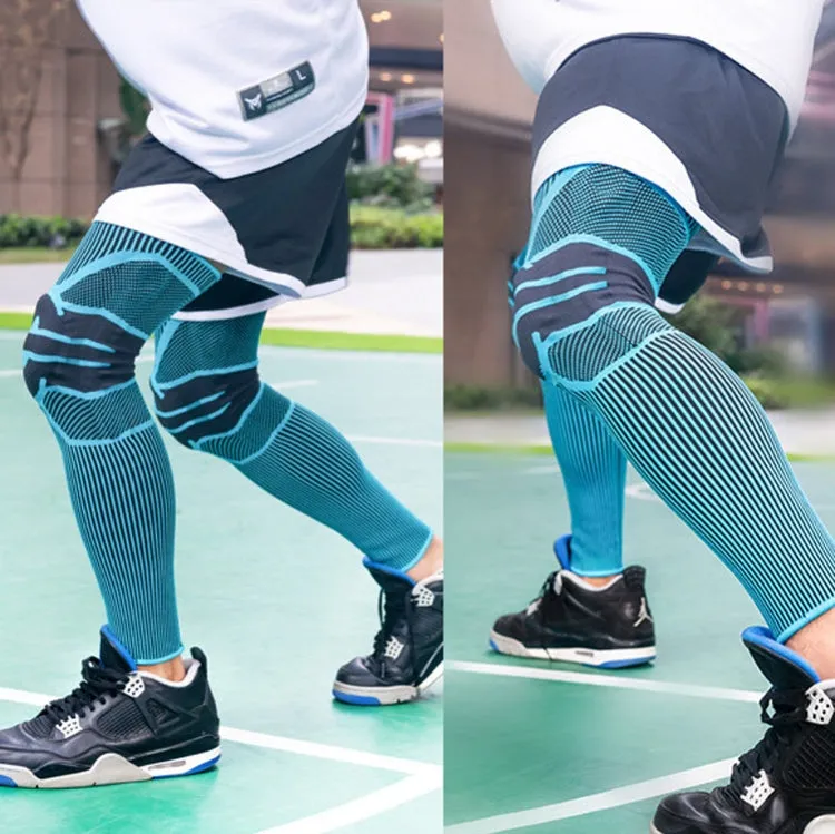 A Pair Sports Knee Pads Long Warm Compression Leggings Basketball Football Mountaineering Running Meniscus Patella Protector, Specification:  M (Sky Blue)