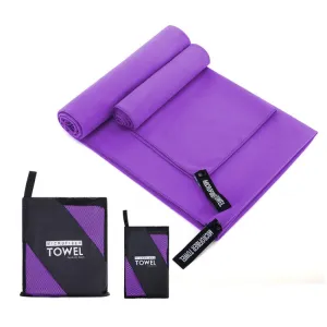 Absorbent Quick Dry Sports Towel Microfiber Bath Towel 40x80cm(Purple Square Mesh Bag)