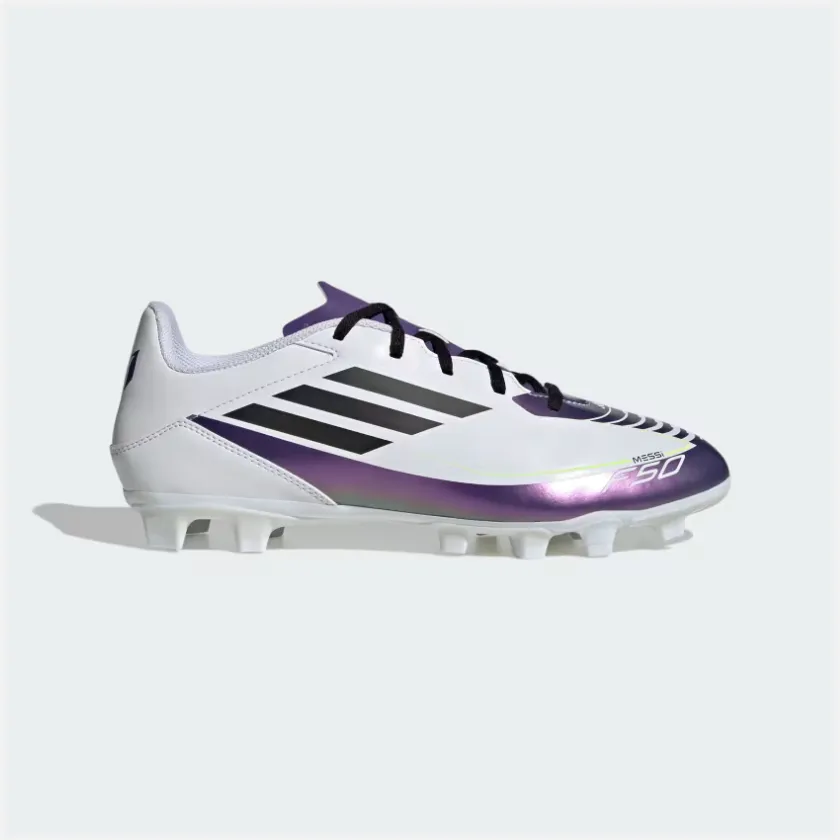 Adidas F50 Club Messi Flexible-Ground Football Shoes -Cloud White/Core Black/Purple