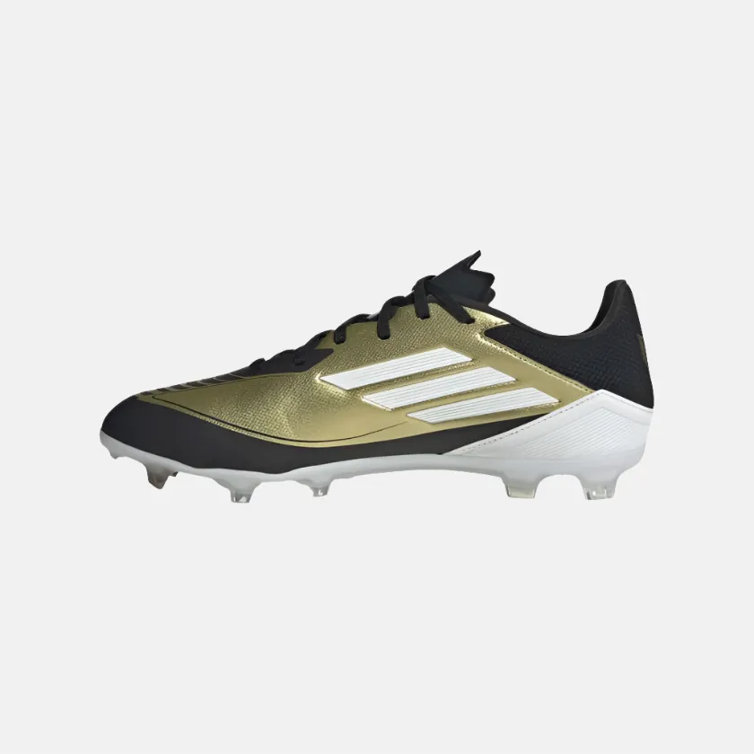 Adidas F50 League Messi Firm Unisex Football Ground Shoes -Gold Metallic/Cloud White/Core Black