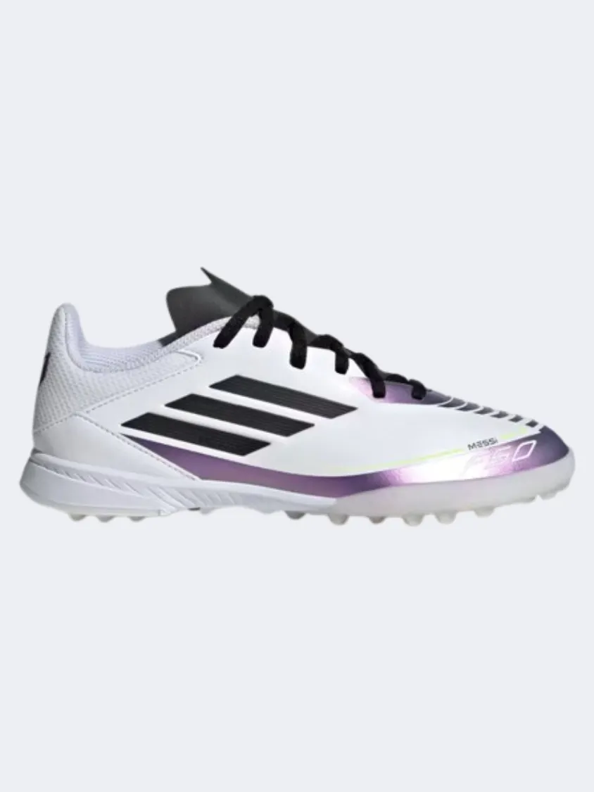 Adidas F50 League Tf Kids Turf Shoes White/Black/Purple