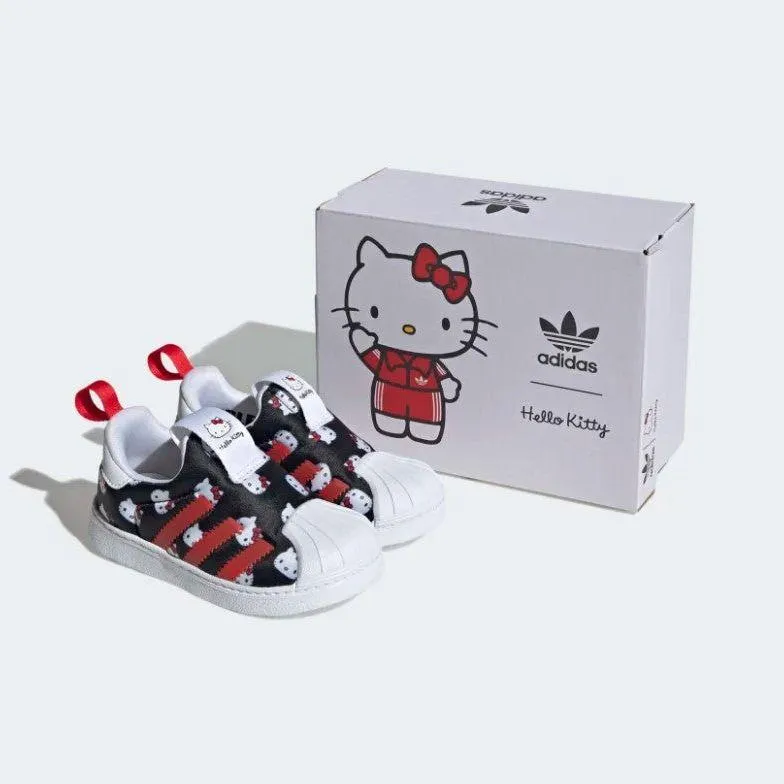 Adidas Kid's Hello Kitty Superstar 360 Shoes - Cloud White / Core Black / Vivid Red