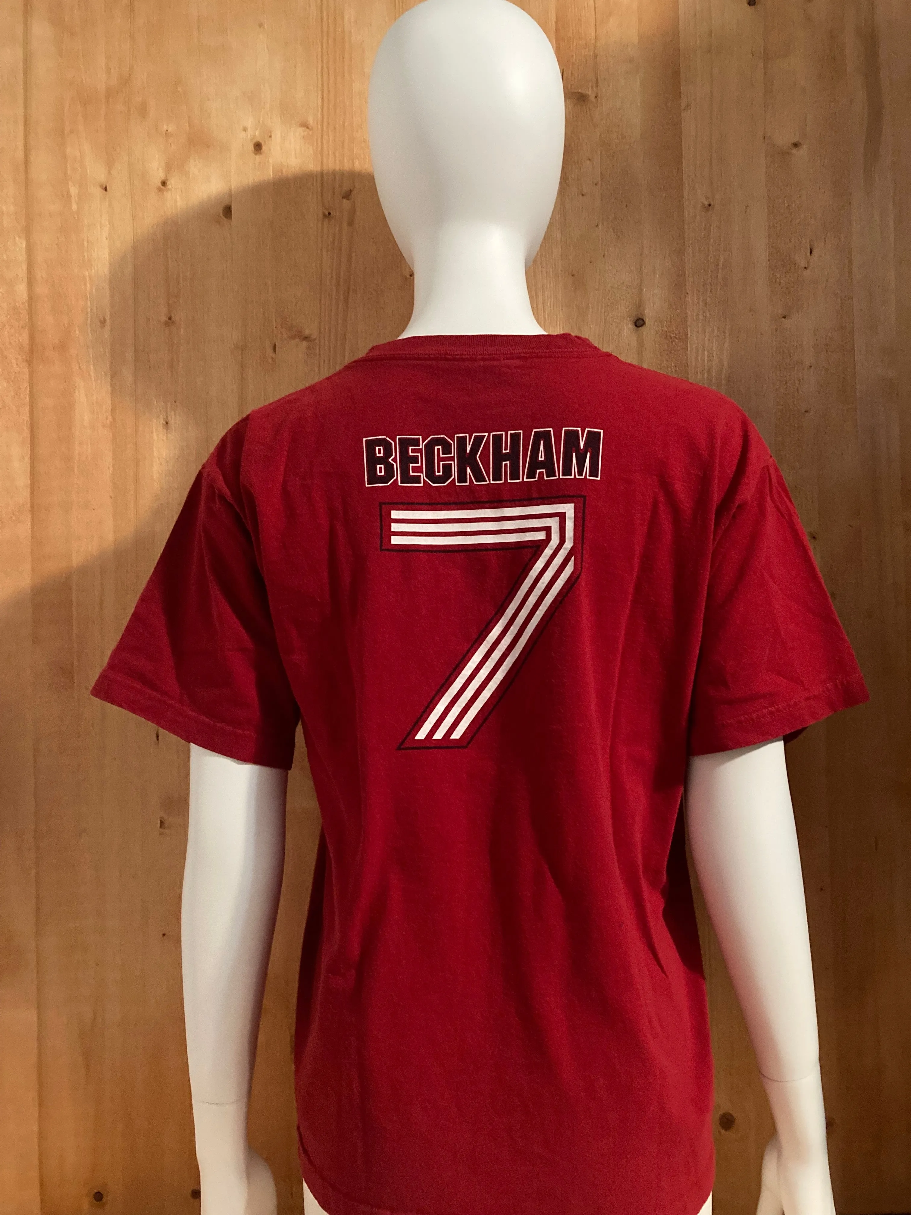 ADIDAS "BECKHAM 7" DAVID BECKHAM SOCCER FOOTBALL Graphic Print Kids Youth Unisex T Shirt Tee Shirt XL Extra Xtra Large Red Shirt