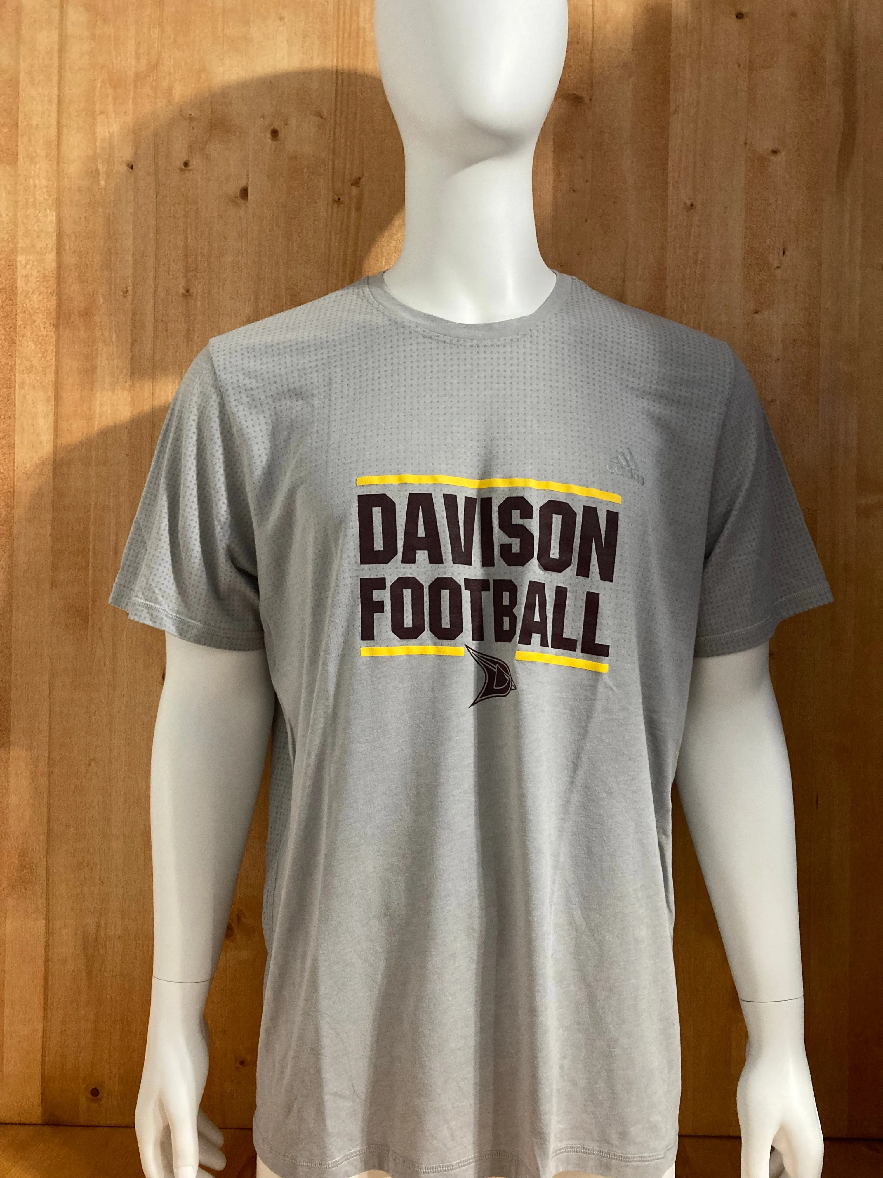 ADIDAS "DAVISON FOOTBALL" DAVISON MADE CLIMACOOL Graphic Print Aeroknit Adult T-Shirt Tee Shirt 2XL XXL Gray Shirt 2015