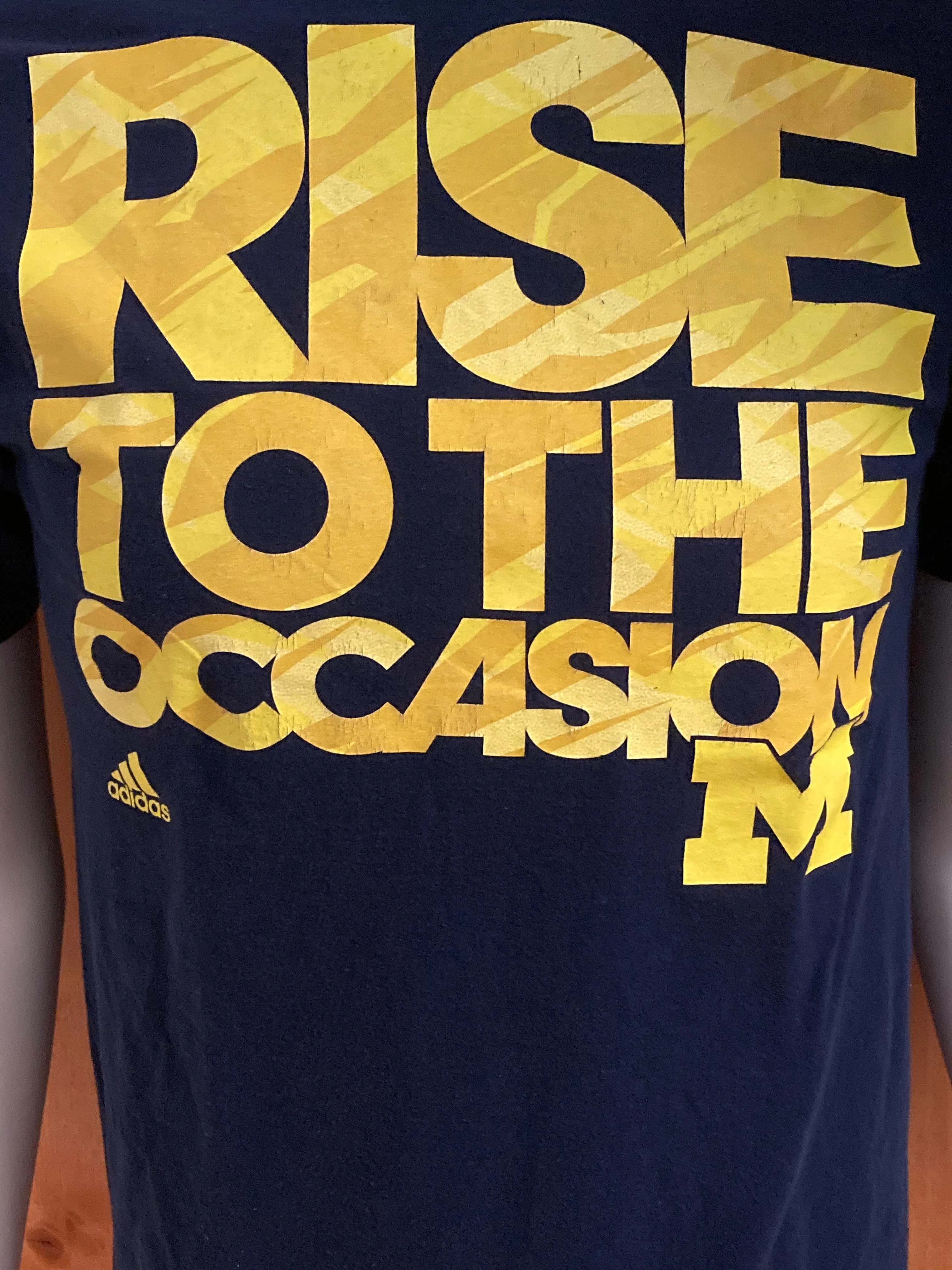 ADIDAS "RISE TO THE OCCASION" MICHIGAN WOLVERINES Graphic Print The Go To Tee Adult M Medium MD Blue T-Shirt Tee Shirt