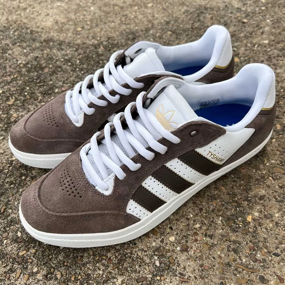 Adidas Skateboarding Tyshawn Low Brown White Gold Suede Shoes