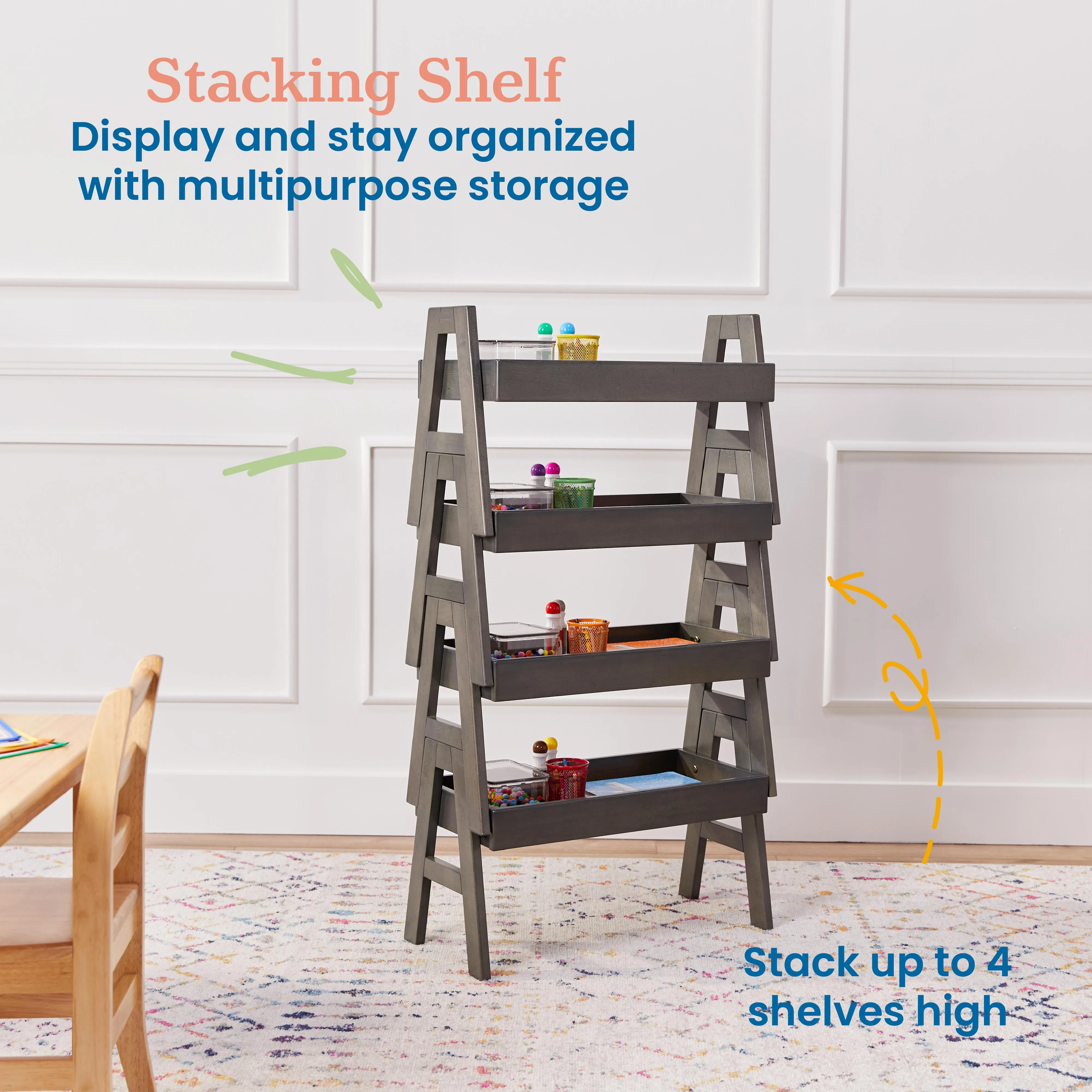 Adjustable Stacking Shelf with Full Edge