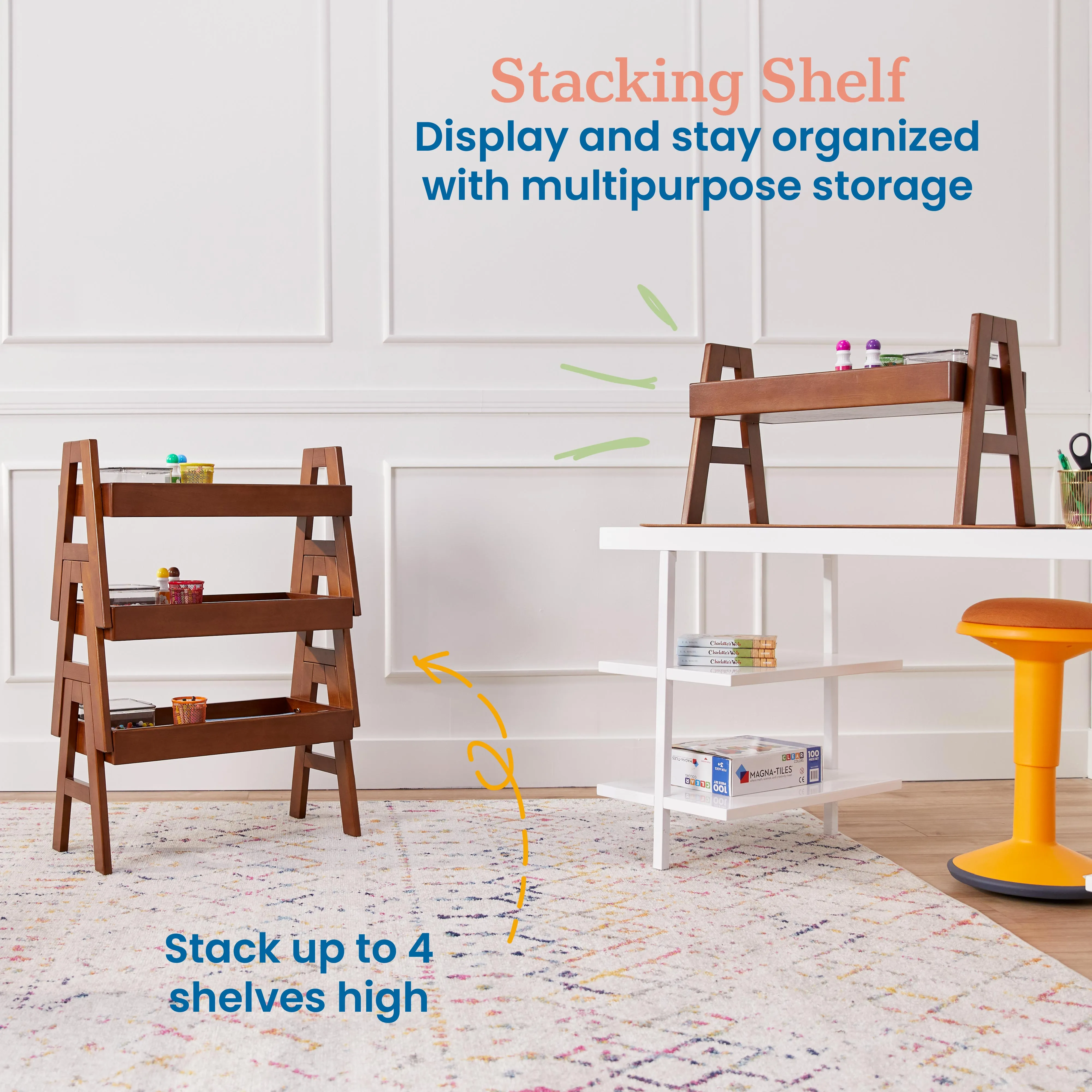 Adjustable Stacking Shelf with Full Edge