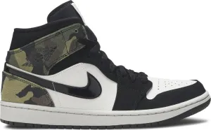 Air Jordan 1 Mid Camo Sneakers, Black