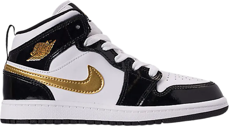 Air Jordan 1 Mid Patent PS Black Gold sneakers, black