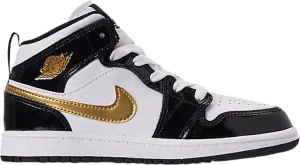 Air Jordan 1 Mid Patent PS Black Gold sneakers, black