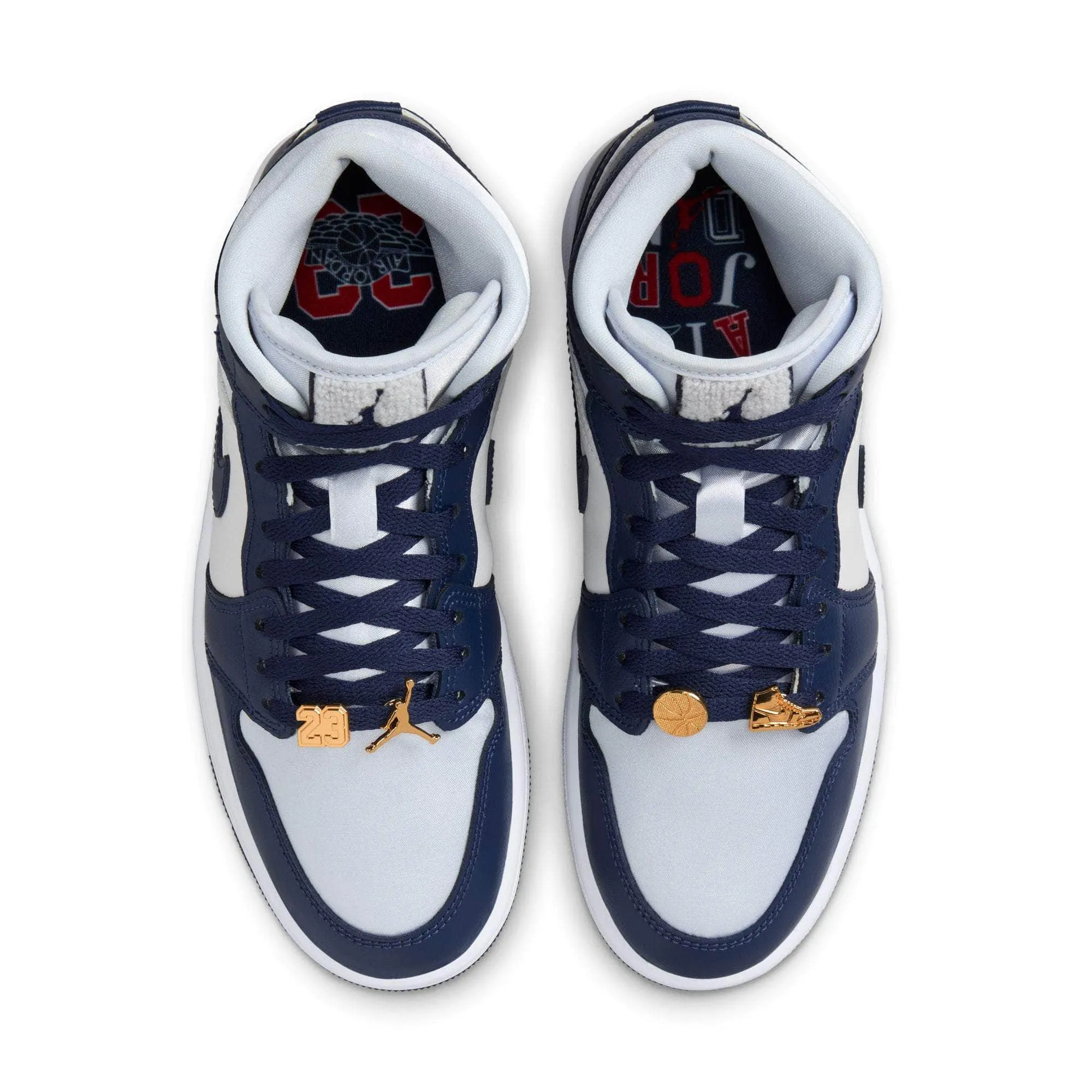 Air Jordan 1 Mid SE "Football Grey White Midnight Navy" - Women's