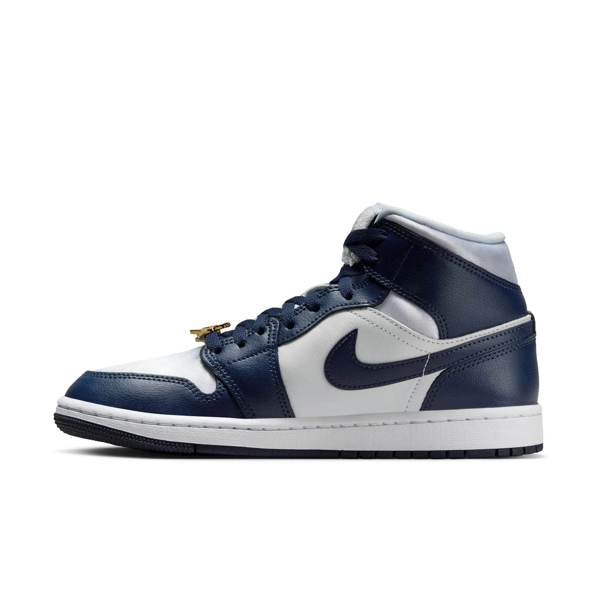 Air Jordan 1 Mid SE "Football Grey White Midnight Navy" - Women's