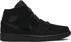 Air Jordan 1 Mid Triple Black Suede Sneakers, black