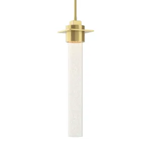 Airis Medium Mini Pendant 1-Light Seeded Clear Glass (II) in Modern Brass