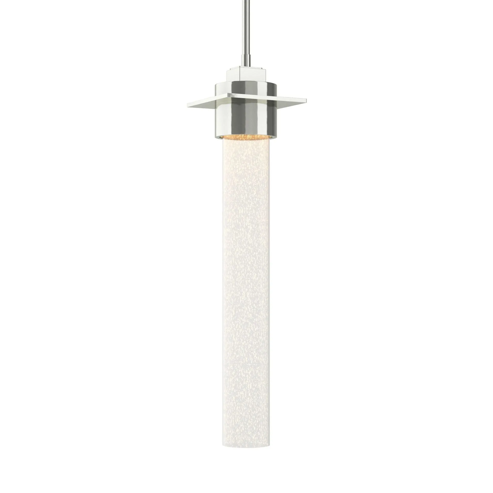 Airis Medium Mini Pendant 1-Light Seeded Clear Glass (II) in Sterling