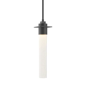 Airis Small Mini Pendant 1-Light Seeded Clear Glass (II) in Black