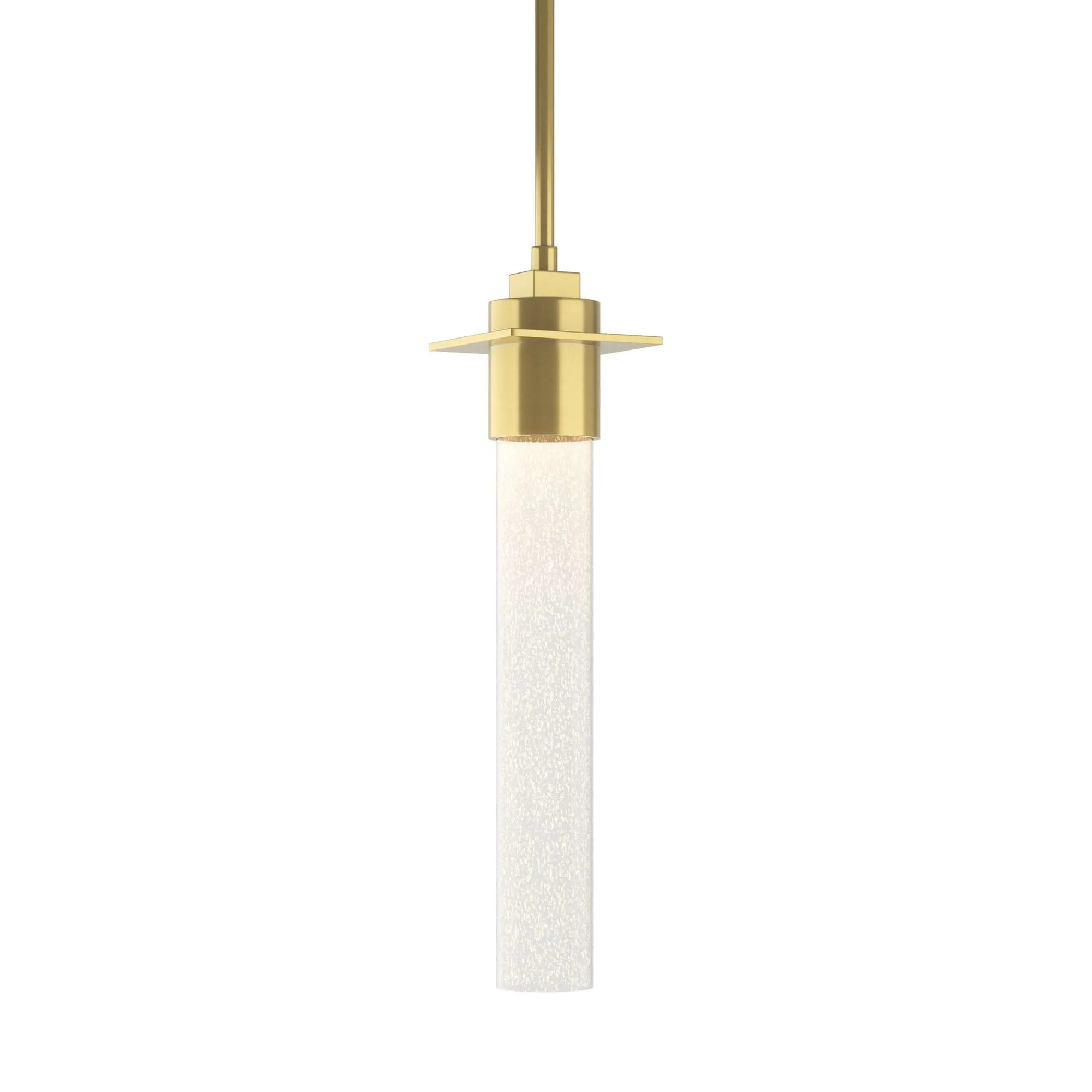 Airis Small Mini Pendant 1-Light Seeded Clear Glass (II) in Modern Brass