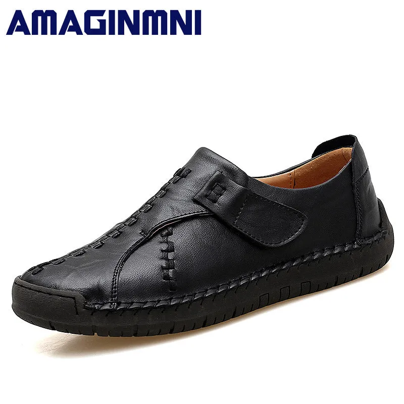 AMAGINMNI Brand Genuine Leather shoes Classic fashion mens casual shoes