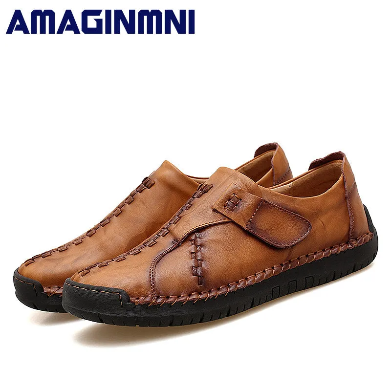 AMAGINMNI Brand Genuine Leather shoes Classic fashion mens casual shoes