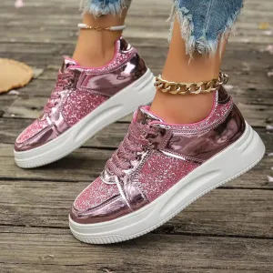 Amozae-Flat Wedges Sneakers Comfortable Sequins Badminton Shoes Fashion Women's Vulcanize Shoes Running Fitness Walking