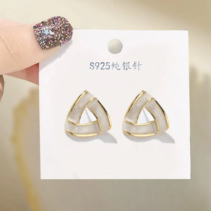 Anti tarnish Geometrical shape Ear studs