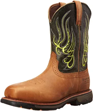 Ariat Men's Workhog Mesteno Wide Square H2O Composite Toe Work Boot, Rust/Moss Green