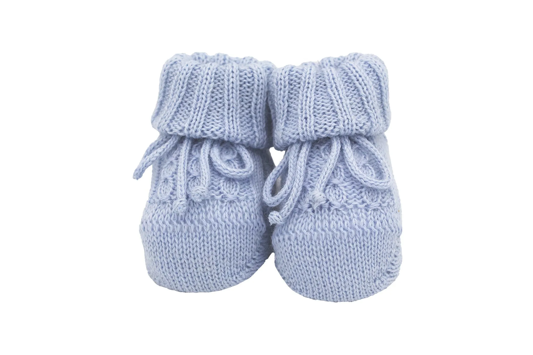 Baby Shoes in Cable Knit - Light Blue