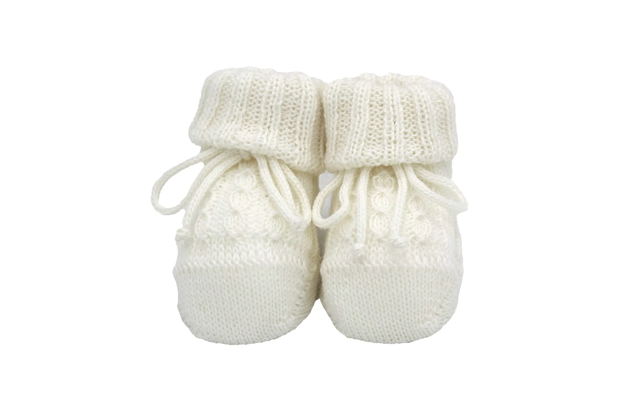 Baby Shoes in Cable Knit - White