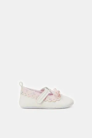 Baby White Bow Pram Shoes