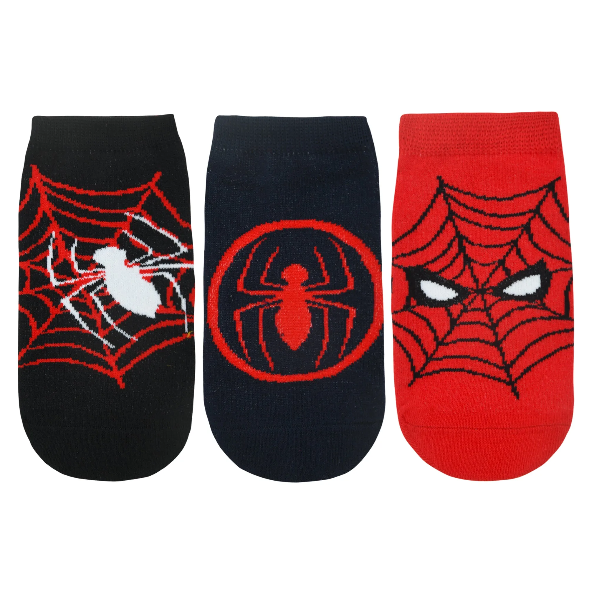 Balenzia x Marvel Anti- Skid Lowcut socks for Kids- Spiderman (Pack of 3 Pairs/1U) (Red, Navy, Blue)