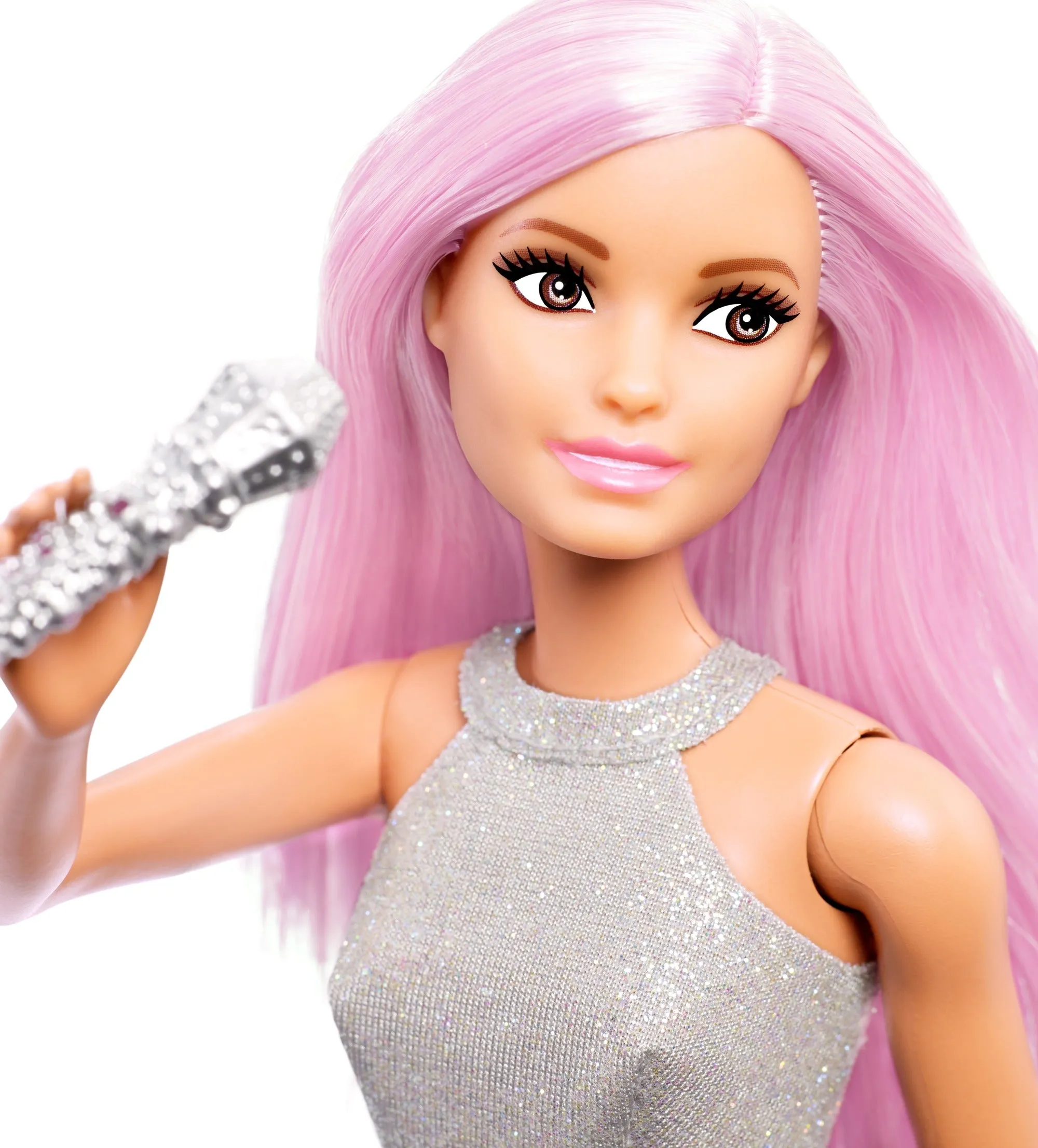 Barbie Careers Pop Star Doll, Long Pink Hair with Iridescent Skirt