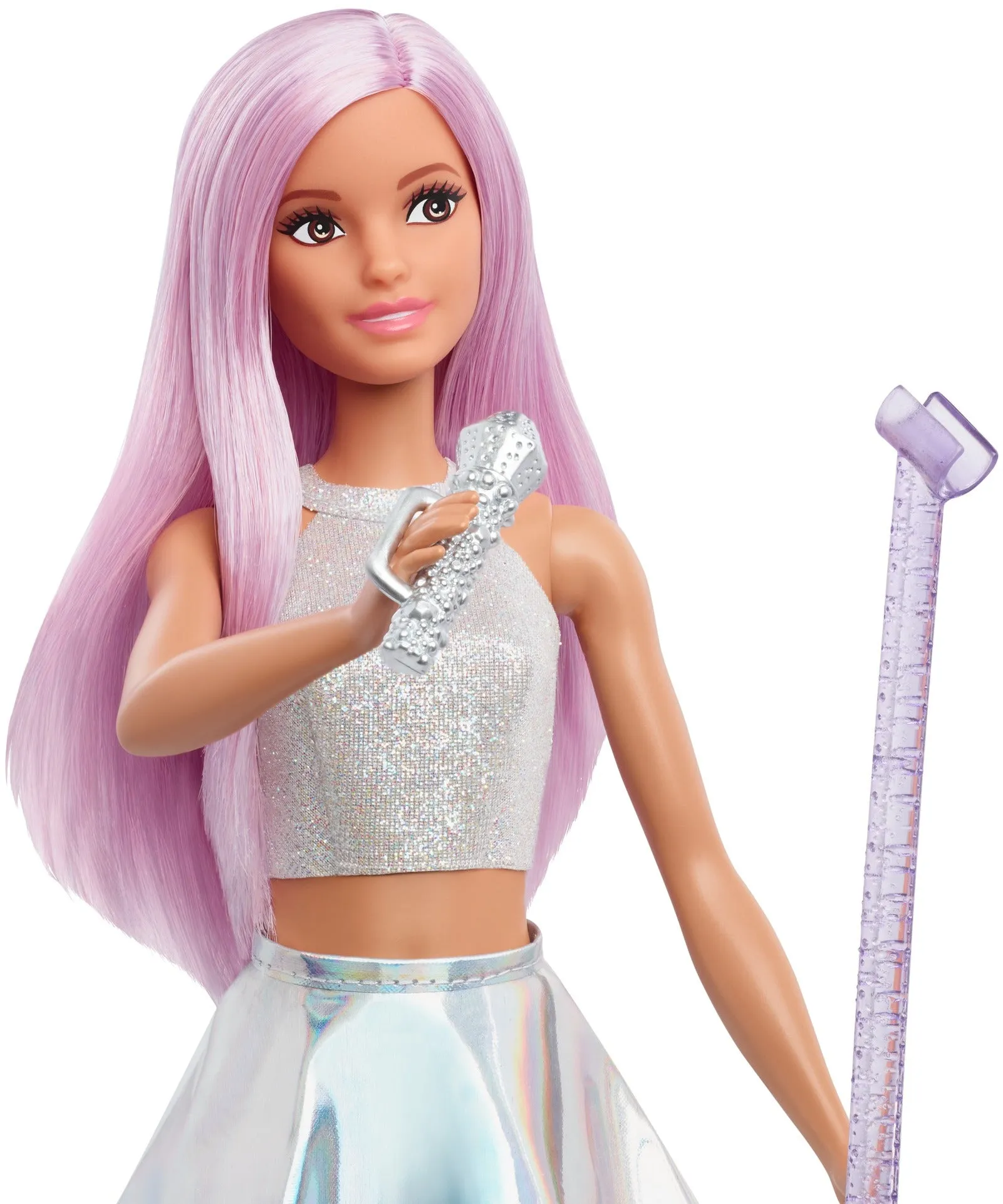 Barbie Careers Pop Star Doll, Long Pink Hair with Iridescent Skirt