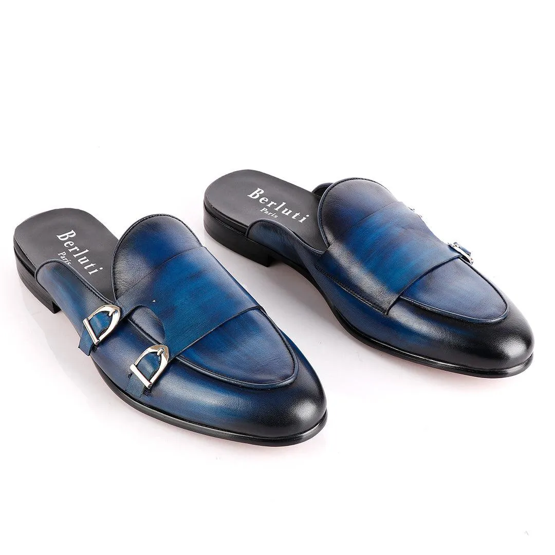 Berluti Double Monk Strap Blue Half Shoe