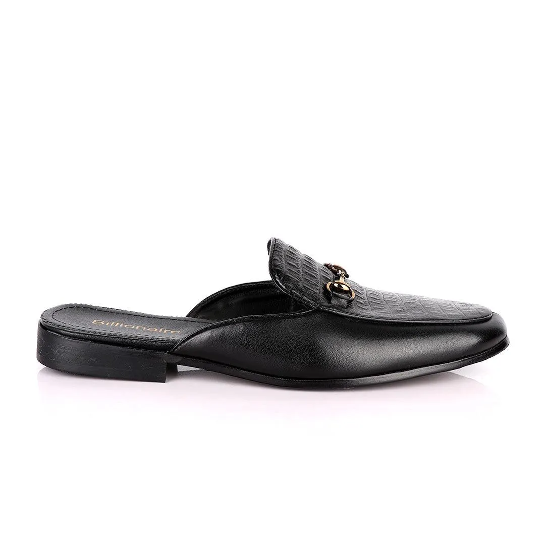 Billionaire Chain Head Half Croc Black Mole Leather Shoe