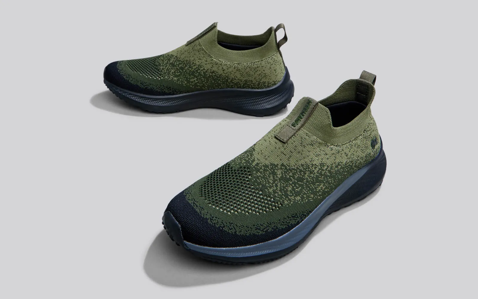 Blend Knit Slip Ons : Olive-Black